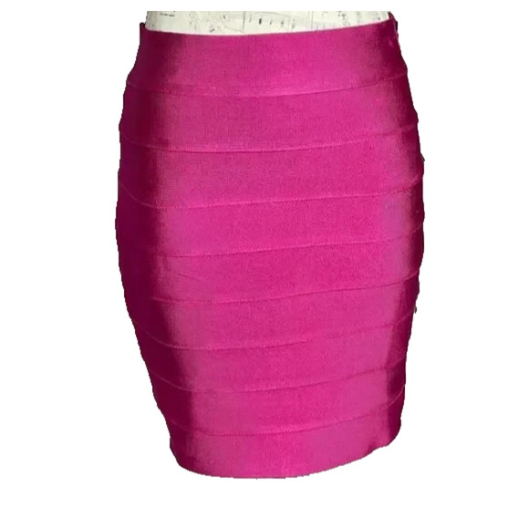 NWT Herve Leger x Forever 21 Bandage Mini Skirt Hot Pink Stretch M - Picture 3 of 6